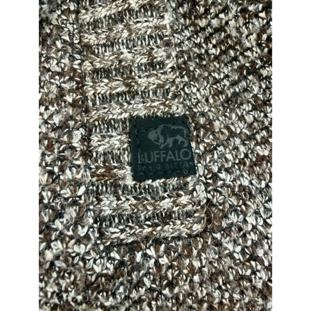 Buffalo David Bitton Men M Brown Marled Full Zip Sweater Fleece Lined Cabin Core